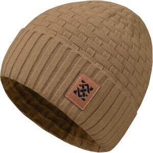 Men and Women Brown Warm Cap Thick Knitted Soft  Fleece Lined